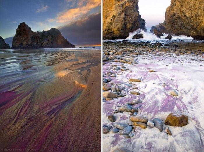 Фиолетовый пляж Пфайфер в Калифорнии
